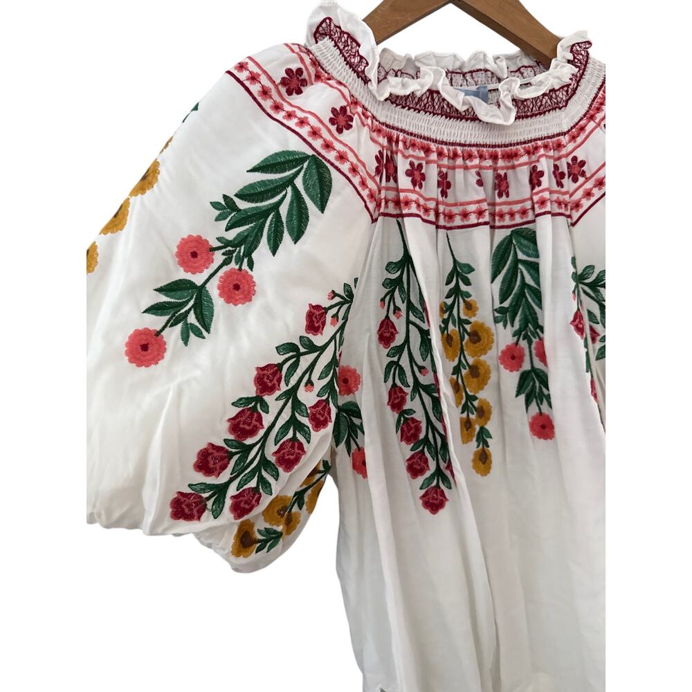 Antonio Melani x Jen Sumko Plus Woven Nicci Embroidered Floral Top White Size 14 - Picture 6 of 12